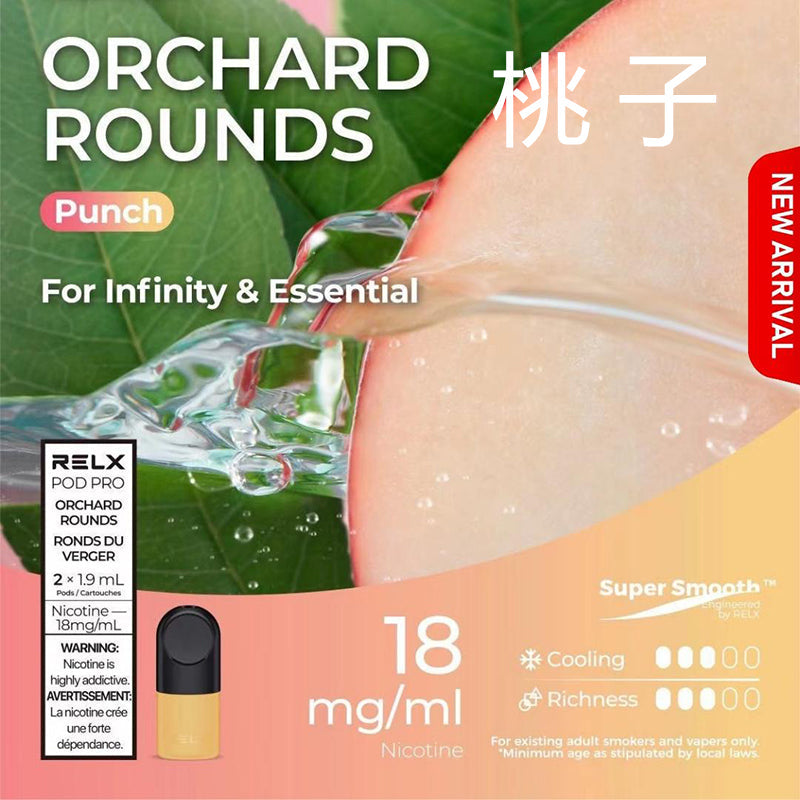美版RELX Infinity四代/五代烟弹【两颗装】 Pod relx 棉芯 Infinity cotton Pod 3% Orchard Rounds 桃子